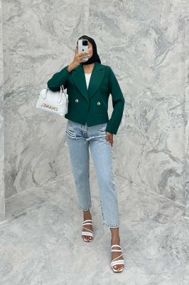 کت کراپ یقه بلیزر پهن مازراتی