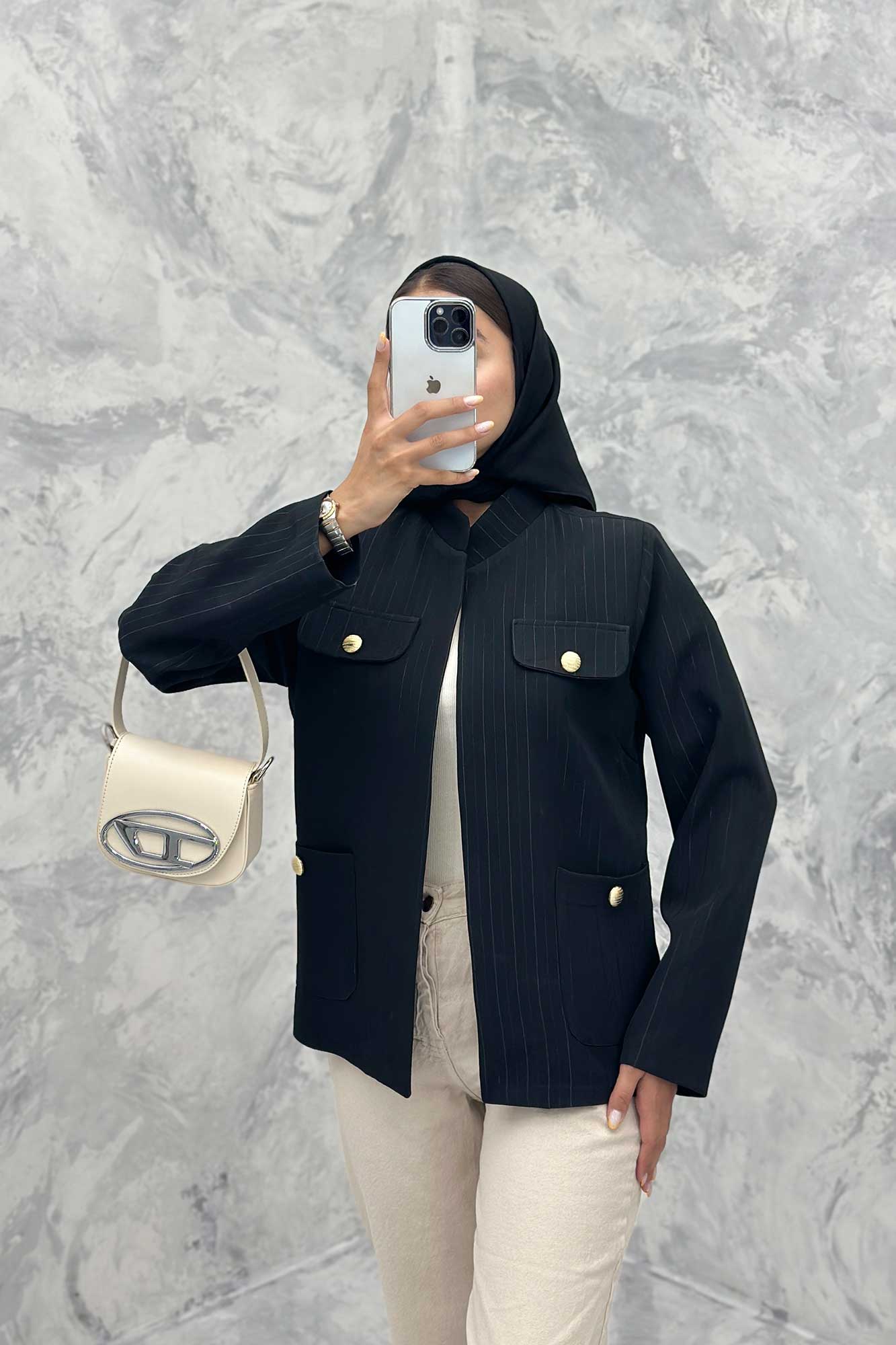 کت مازراتی راه راه لمه یقه دیپلمات