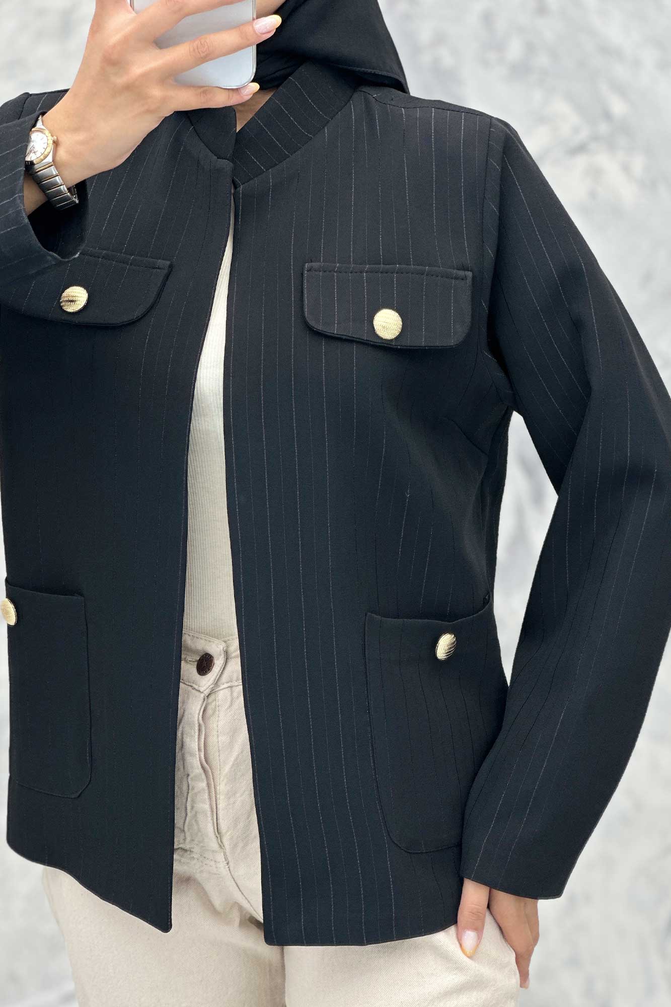 کت مازراتی راه راه لمه یقه دیپلمات