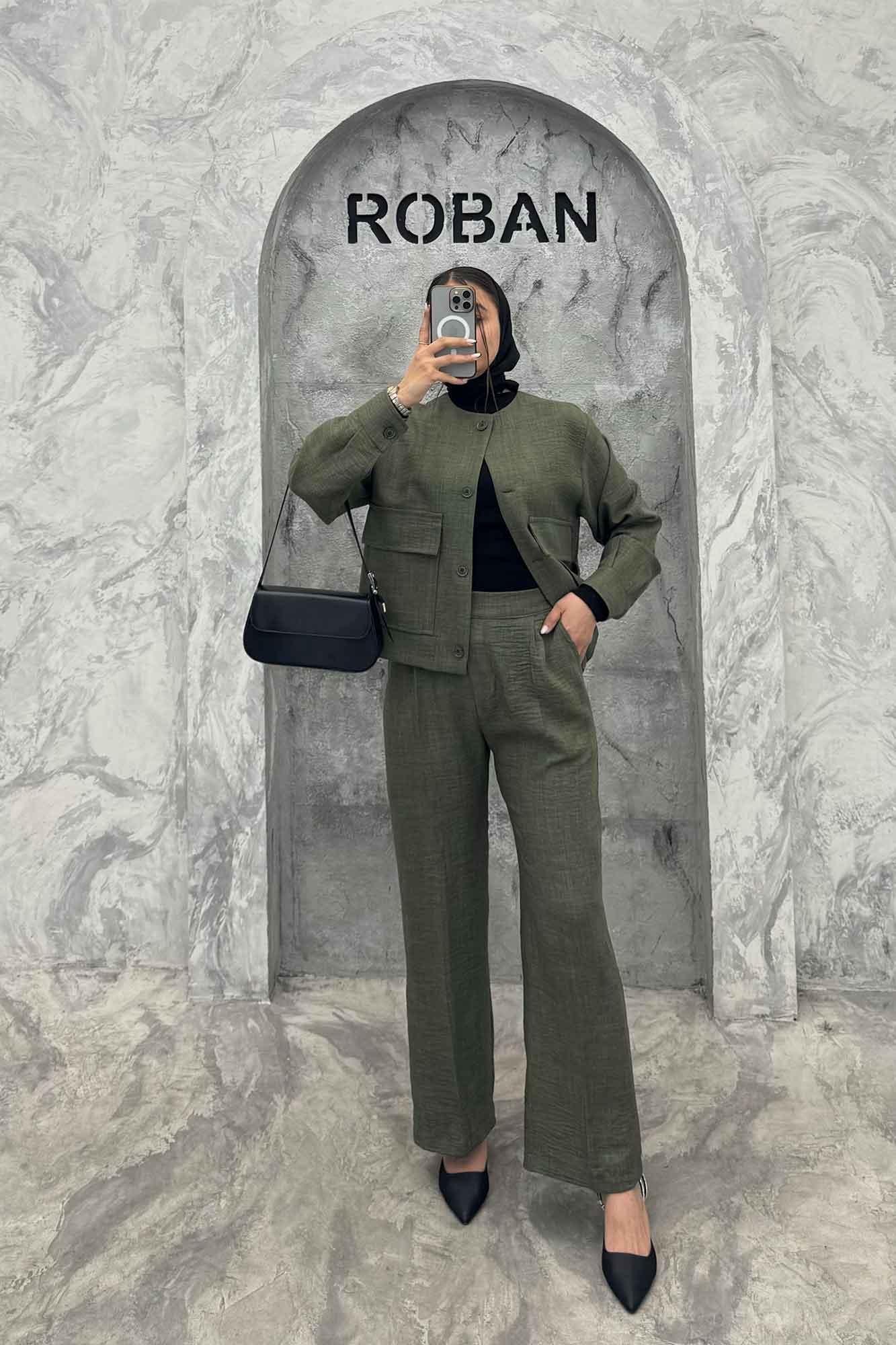 ست کت و شلوار یقه گرد شانتون تیدا