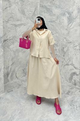 ست شومیز و دامن بلند کنفی آسنات