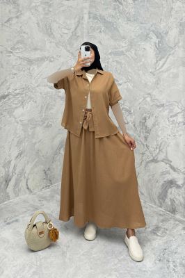 ست شومیز و دامن بلند کنفی آسنات