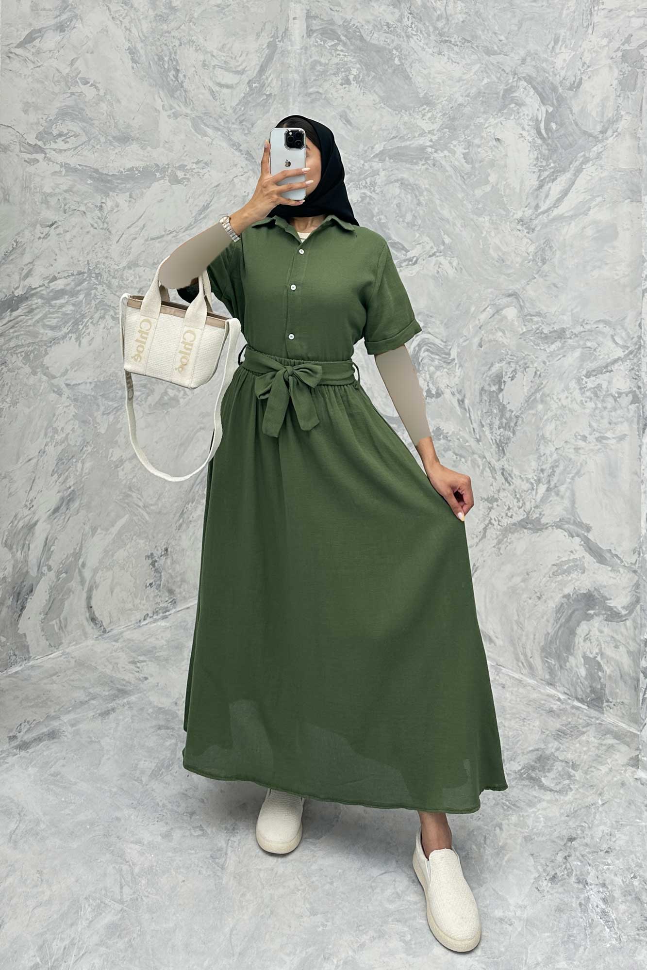 ست شومیز و دامن بلند کنفی آسنات