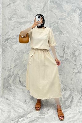 ست بلوز و دامن پنج دکمه عمودی کنفی