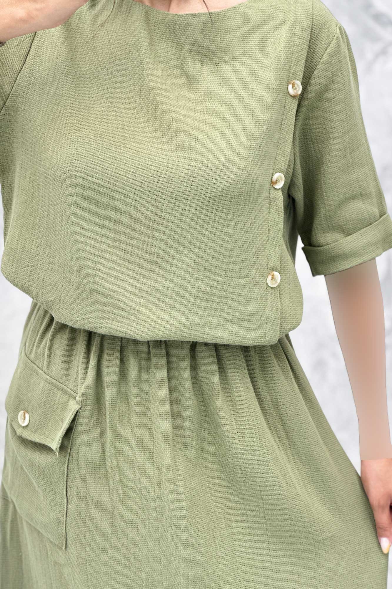 ست بلوز و دامن پنج دکمه عمودی کنفی