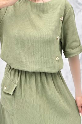 ست بلوز و دامن پنج دکمه عمودی کنفی