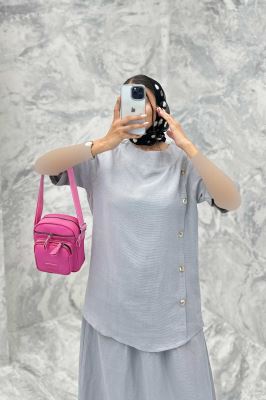 ست بلوز و دامن پنج دکمه عمودی کنفی