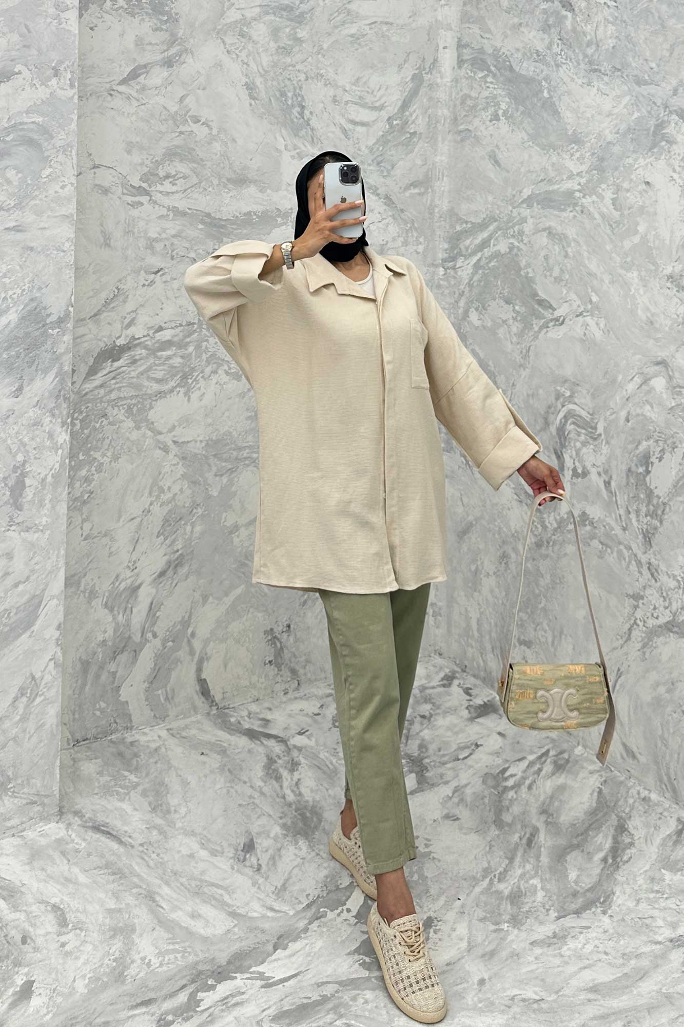 مانتو پشت دکمه آستین پاگن کنفی