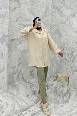 مانتو پشت دکمه آستین پاگن کنفی