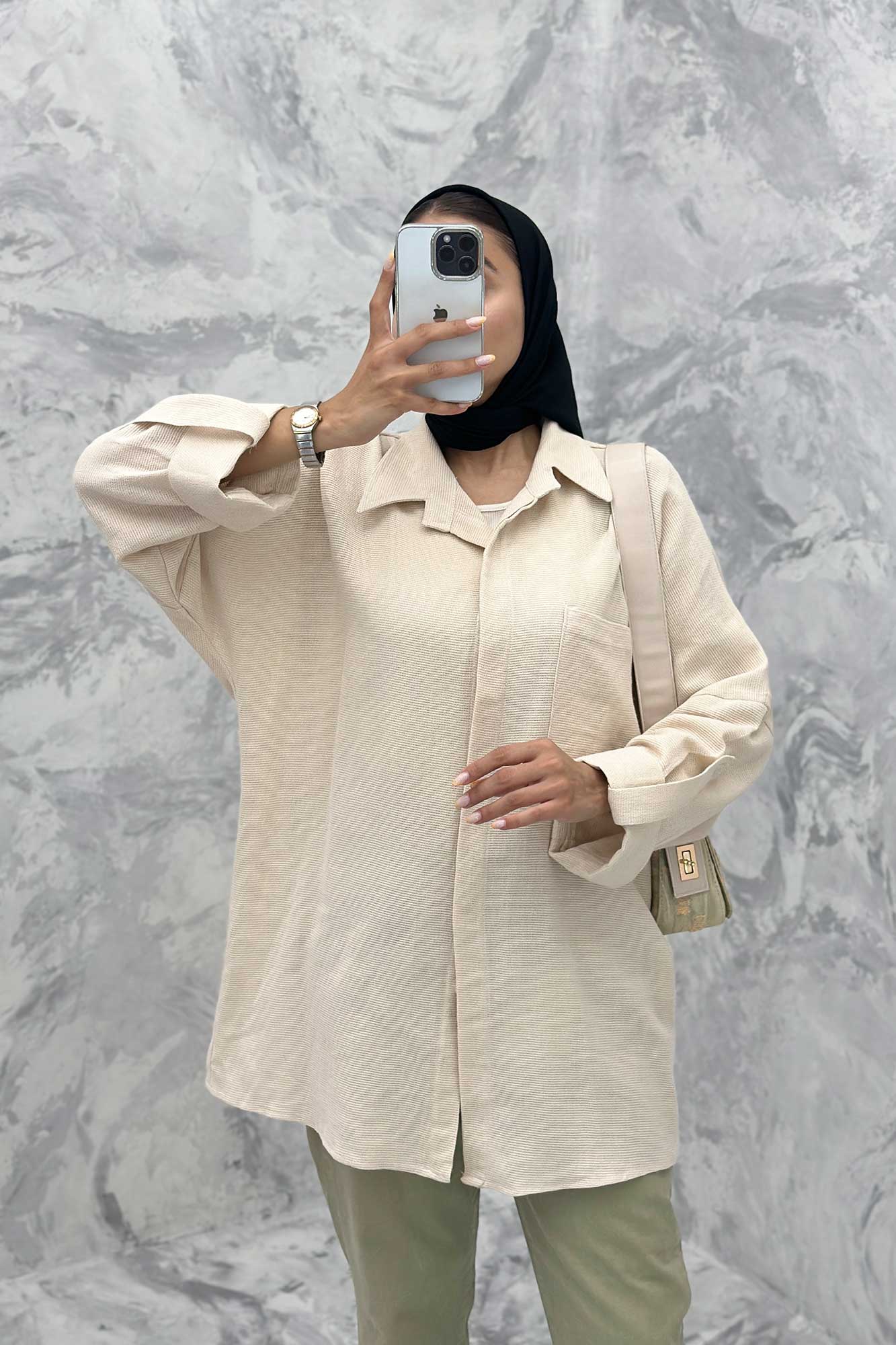 مانتو پشت دکمه آستین پاگن کنفی