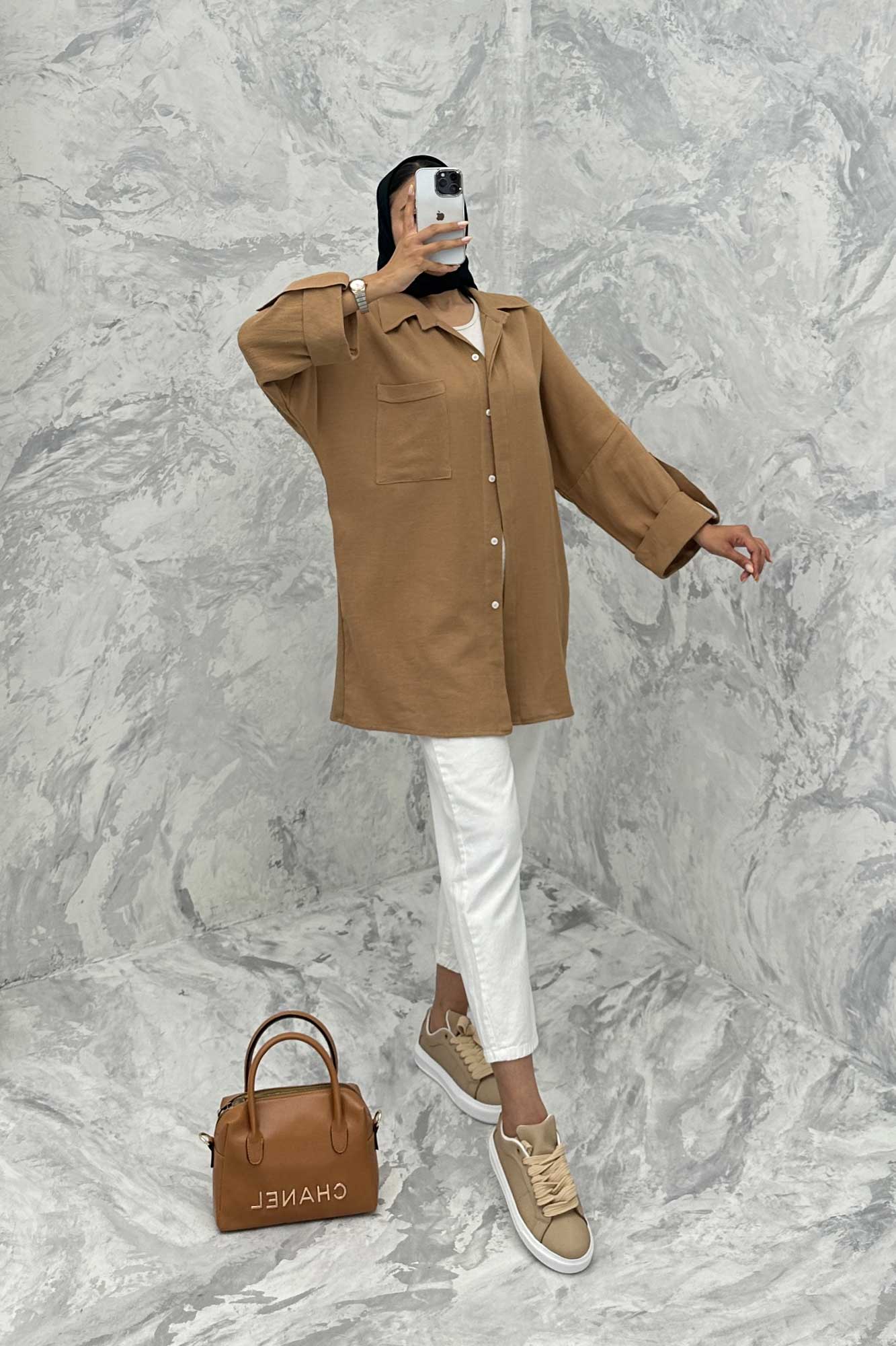 مانتو پشت دکمه آستین پاگن کنفی