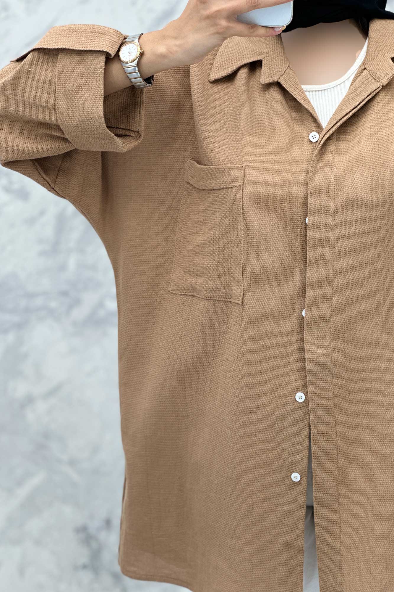 مانتو پشت دکمه آستین پاگن کنفی