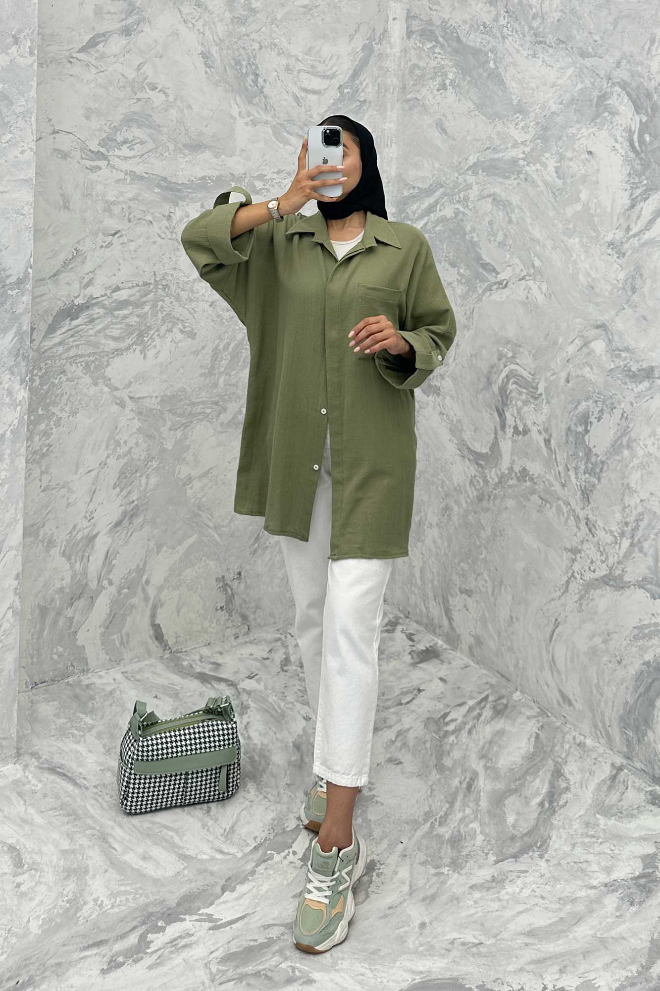 مانتو پشت دکمه آستین پاگن کنفی