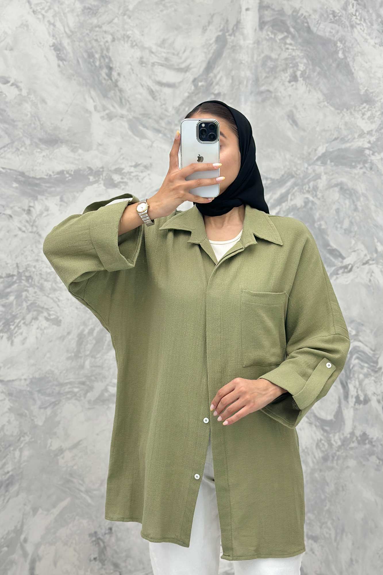 مانتو پشت دکمه آستین پاگن کنفی