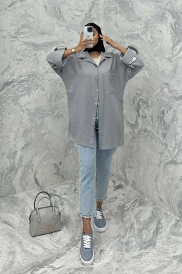 مانتو پشت دکمه آستین پاگن کنفی