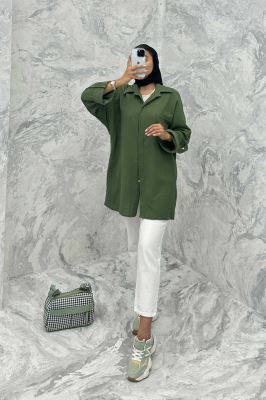 مانتو پشت دکمه آستین پاگن کنفی