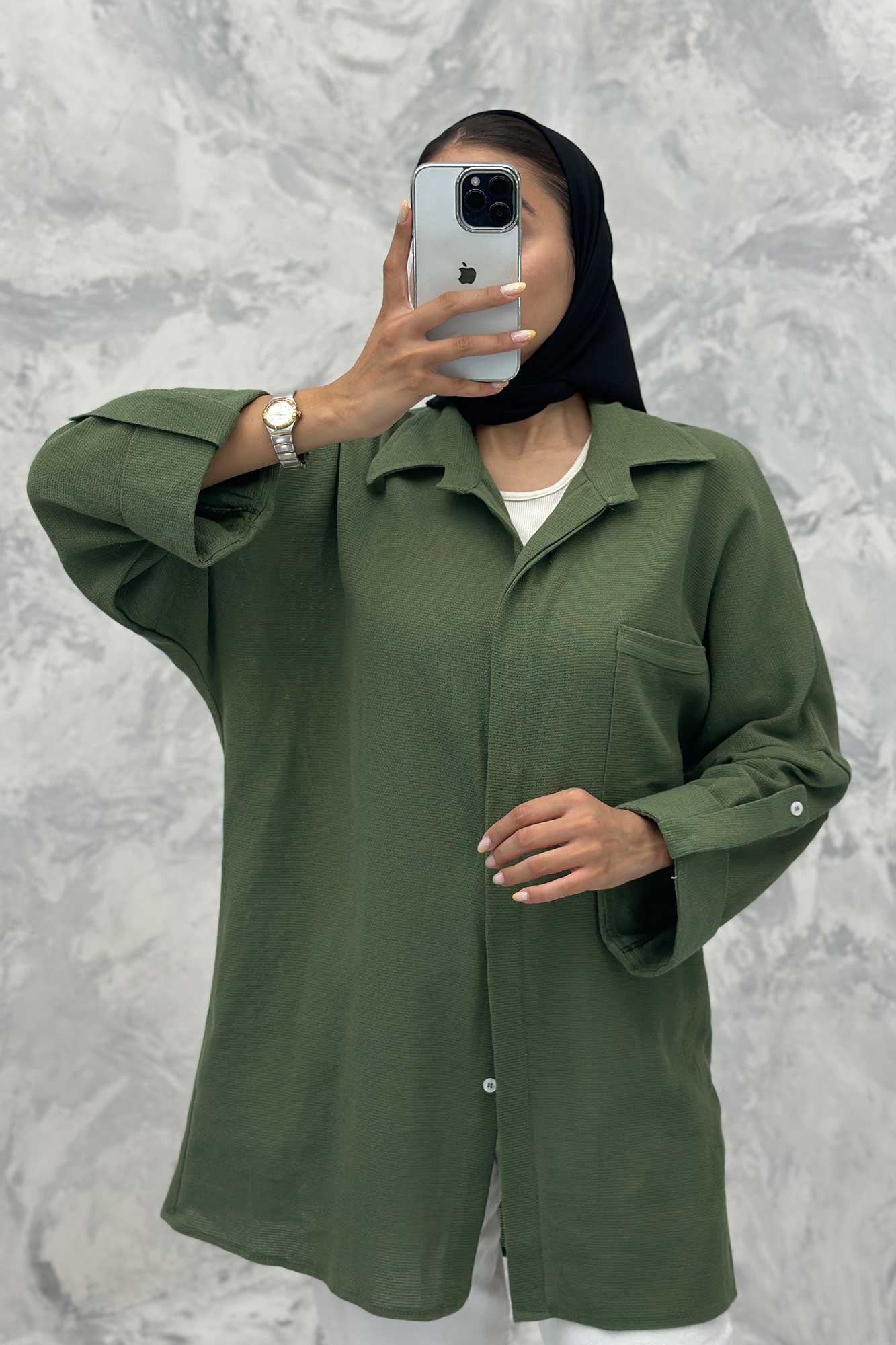 مانتو پشت دکمه آستین پاگن کنفی