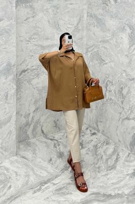 مانتو آستین سه رب کنفی پایین چاکدار