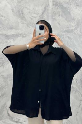 مانتو آستین سه رب کنفی پایین چاکدار