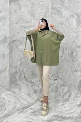 مانتو آستین سه رب کنفی پایین چاکدار