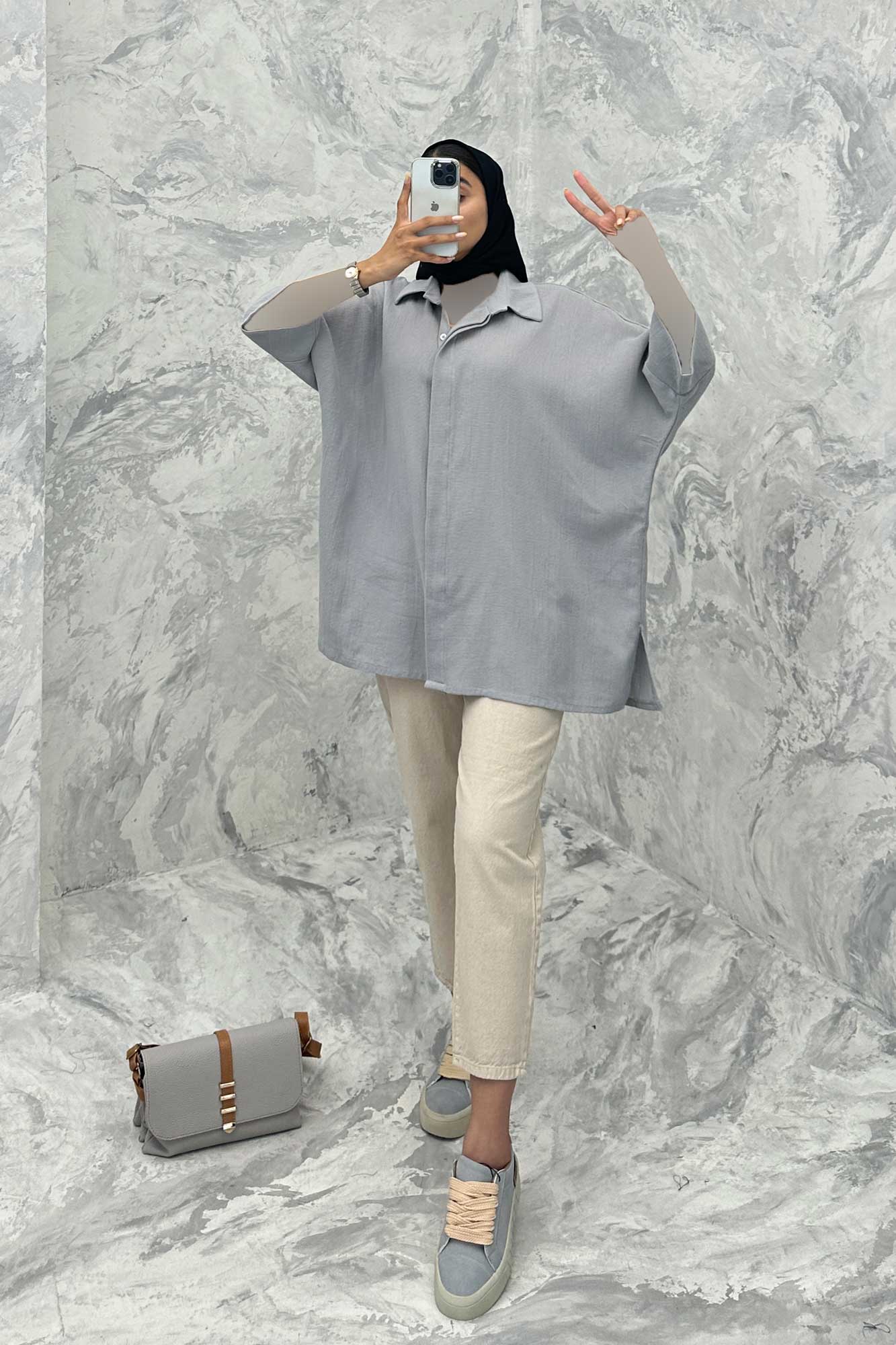 مانتو آستین سه رب کنفی پایین چاکدار