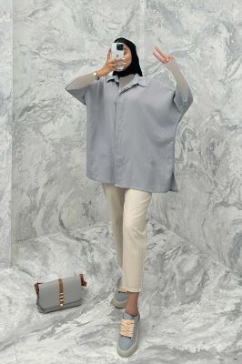 مانتو آستین سه رب کنفی پایین چاکدار