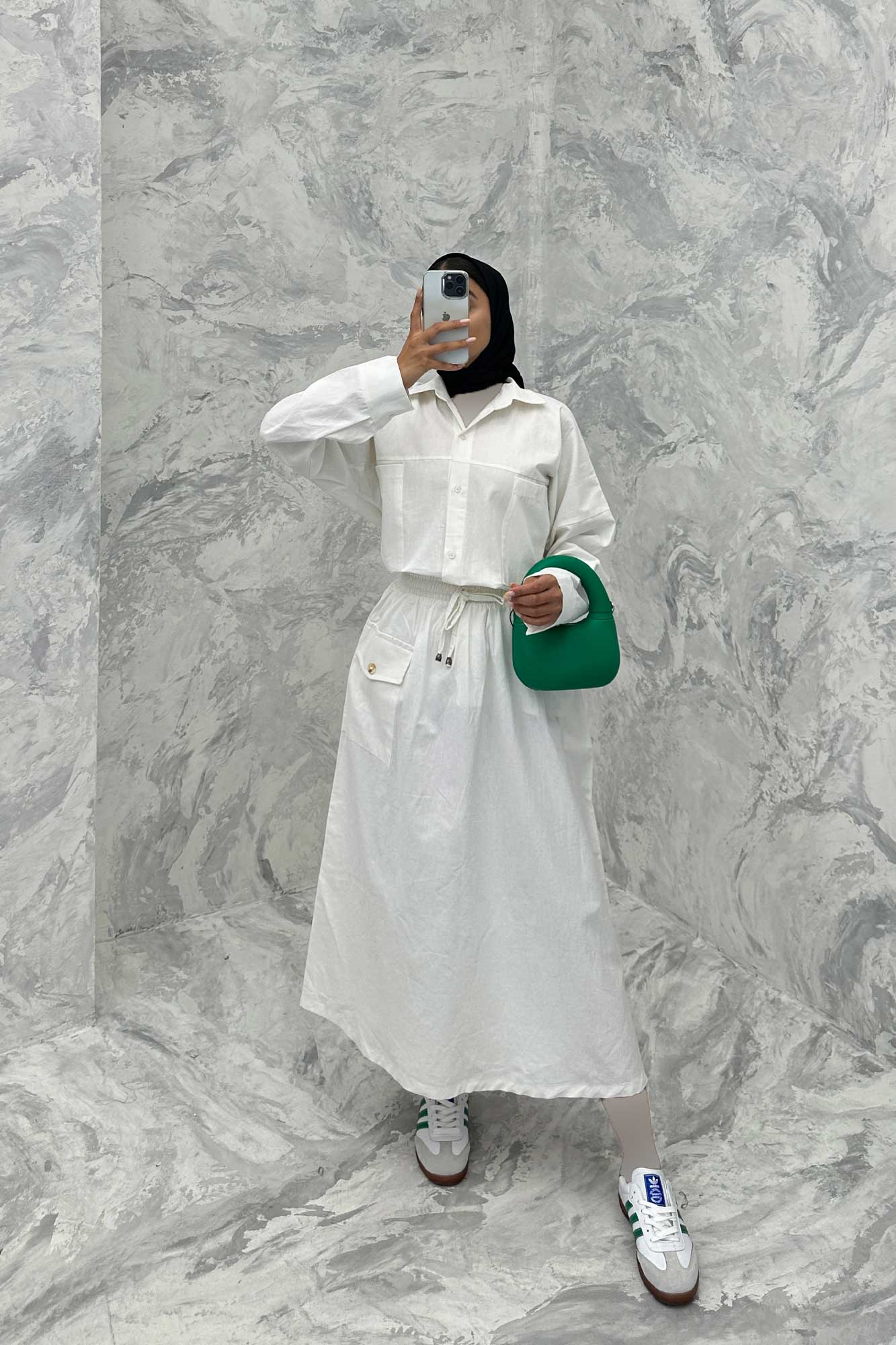 ست مانتو و دامن دو جیب خطی نوژان