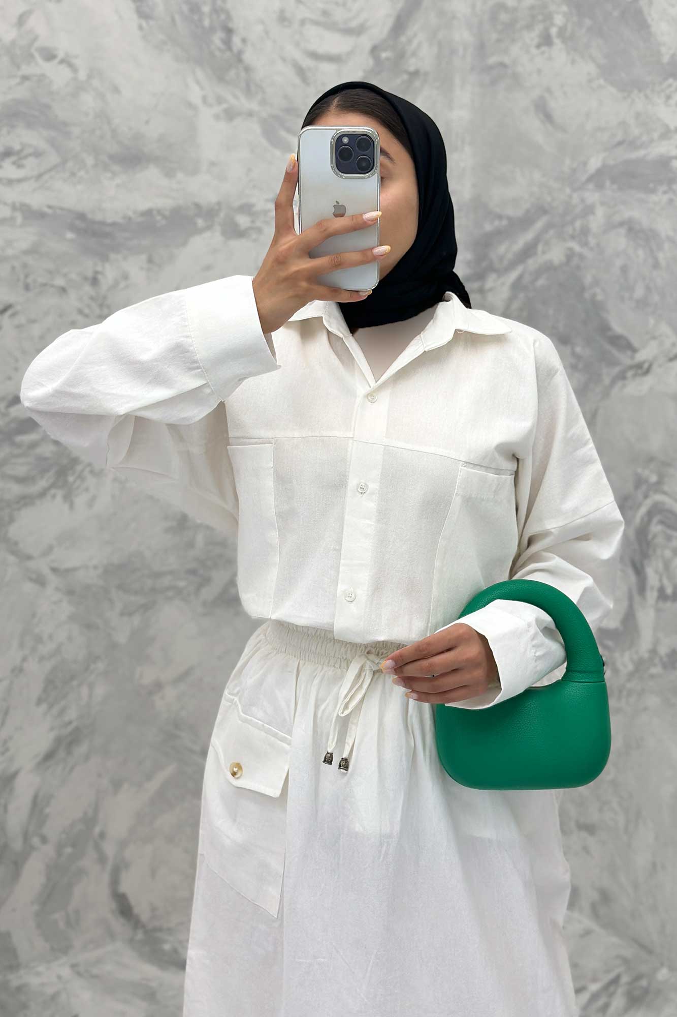 ست مانتو و دامن دو جیب خطی نوژان