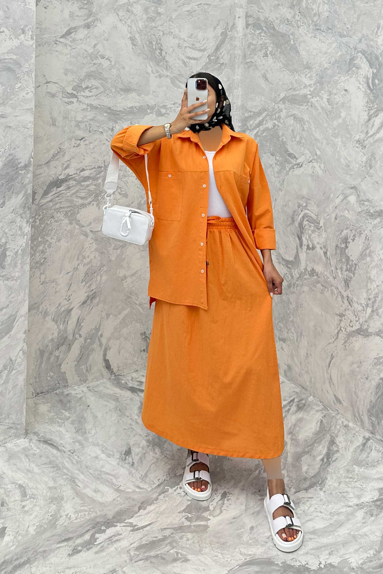 ست مانتو و دامن دو جیب خطی نوژان