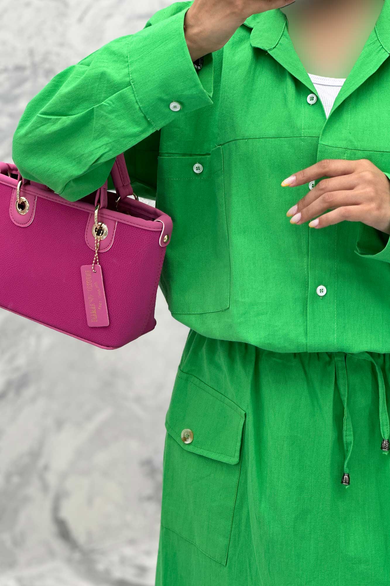 ست مانتو و دامن دو جیب خطی نوژان