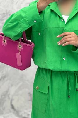 ست مانتو و دامن دو جیب خطی نوژان