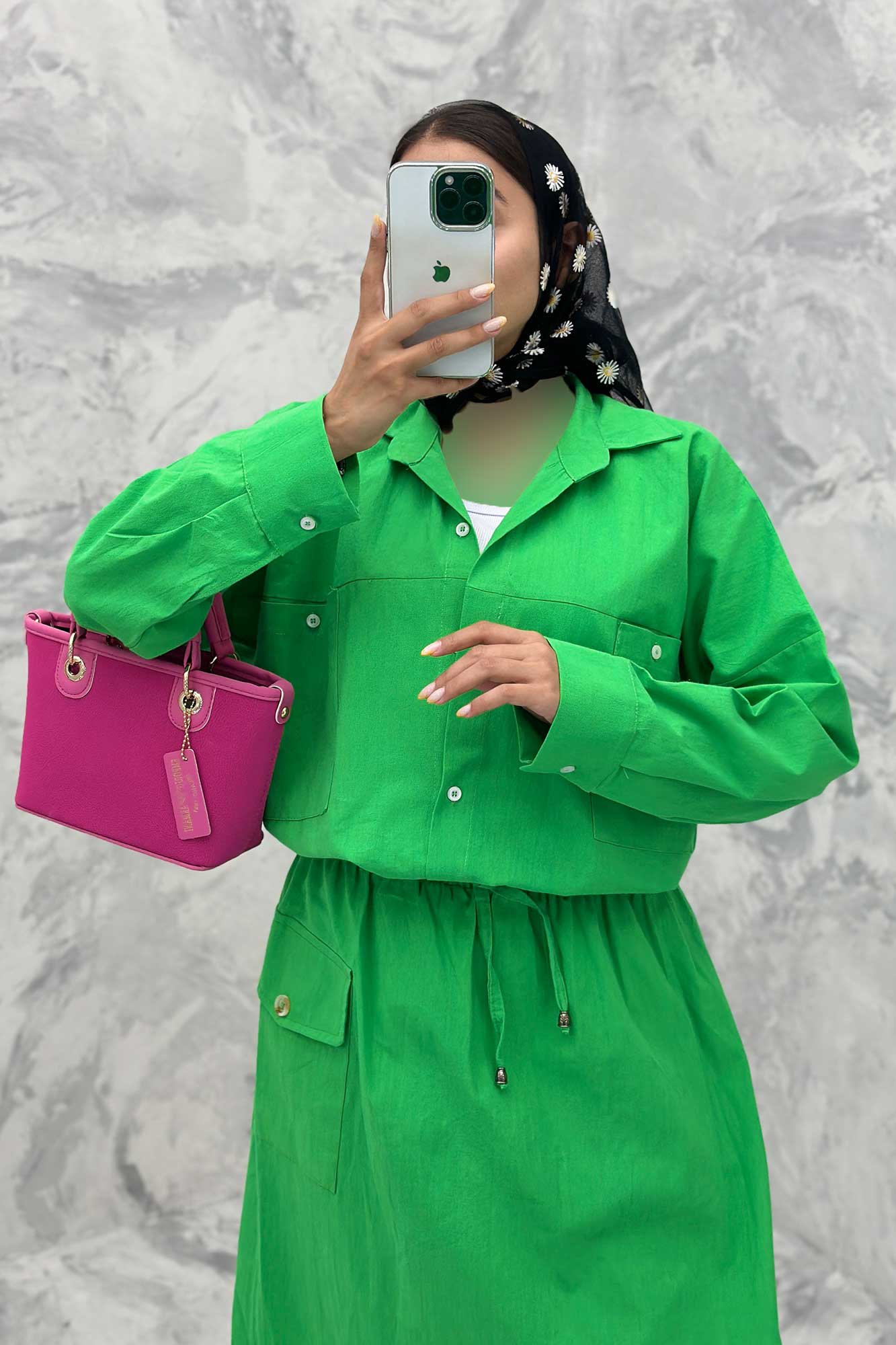 ست مانتو و دامن دو جیب خطی نوژان