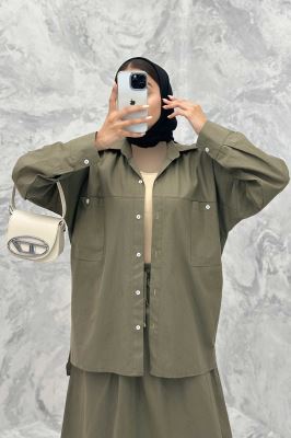 ست مانتو و دامن دو جیب خطی نوژان