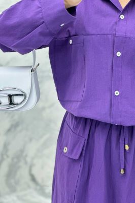 ست مانتو و دامن دو جیب خطی نوژان