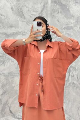 ست مانتو و دامن دو جیب خطی نوژان