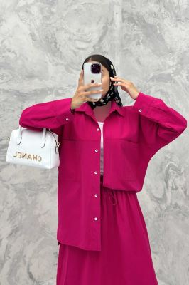 ست مانتو و دامن دو جیب خطی نوژان