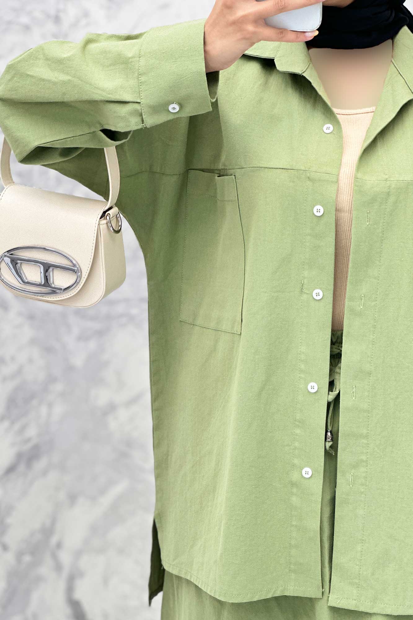 ست مانتو و دامن دو جیب خطی نوژان