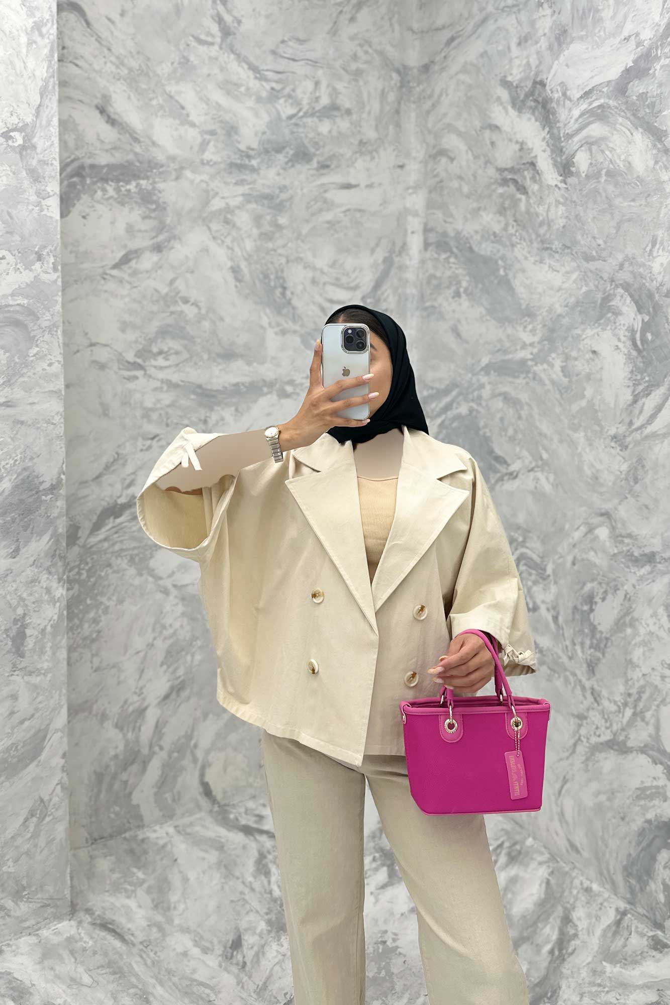 مانتو خفاشی لینن مچ گت دار گلشید