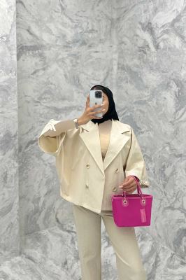 مانتو خفاشی لینن مچ گت دار گلشید