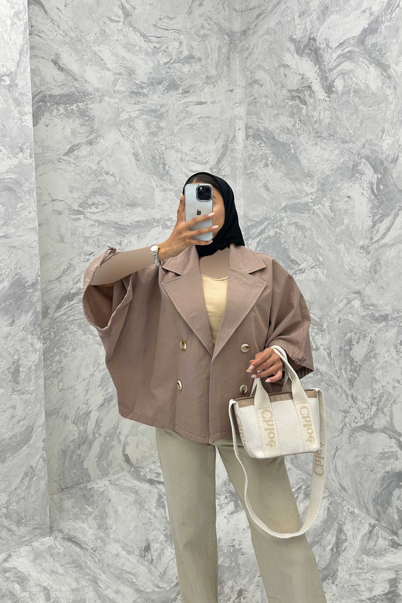 مانتو خفاشی لینن مچ گت دار گلشید