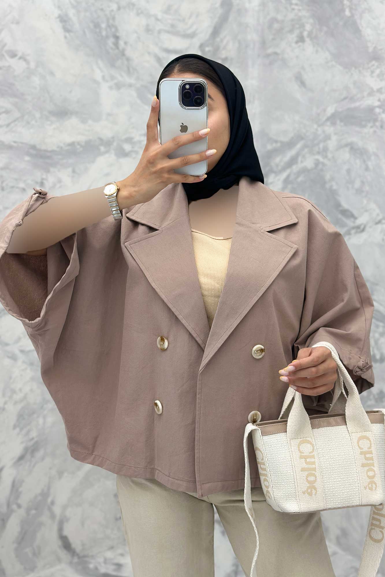 مانتو خفاشی لینن مچ گت دار گلشید