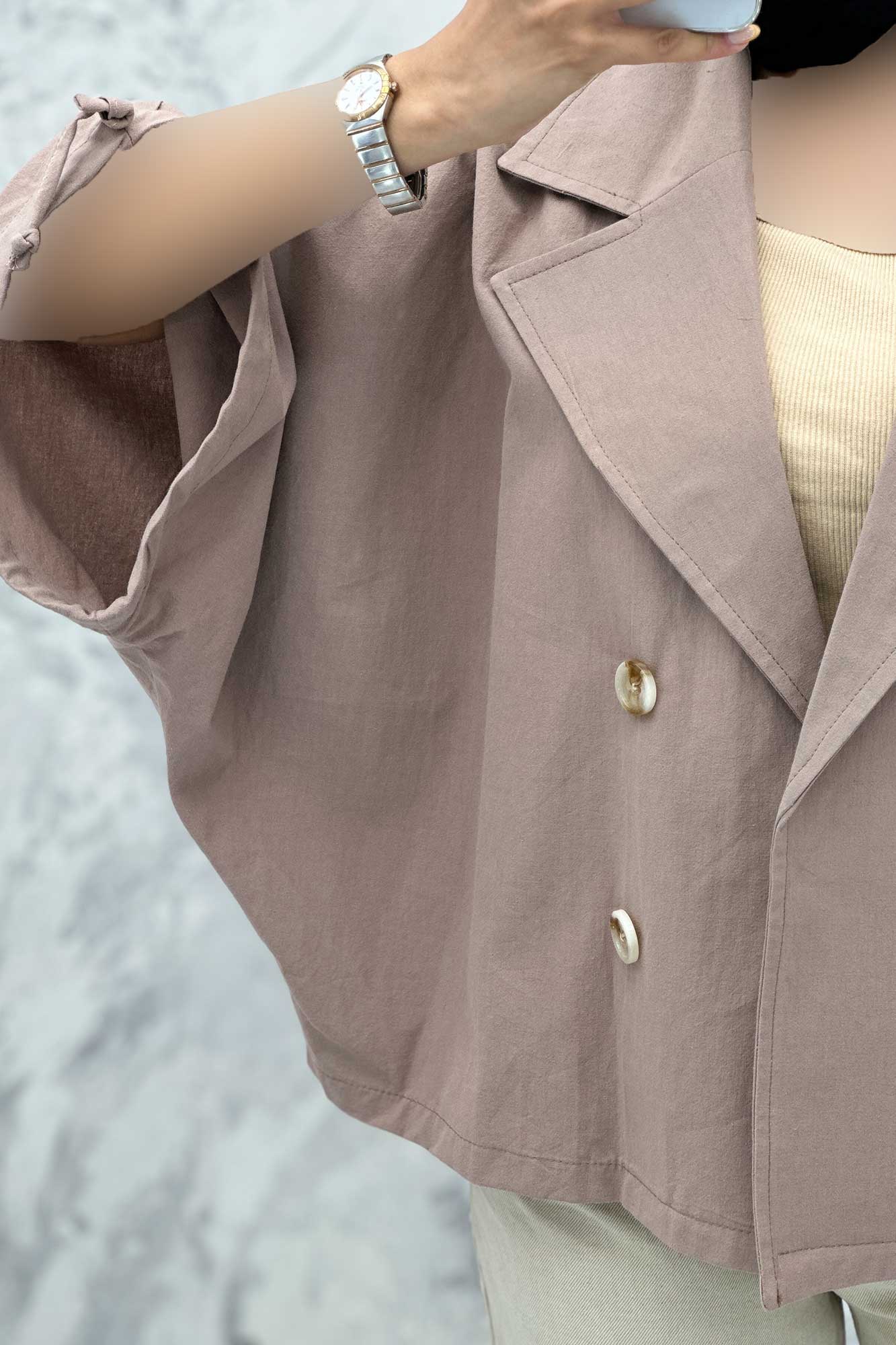 مانتو خفاشی لینن مچ گت دار گلشید