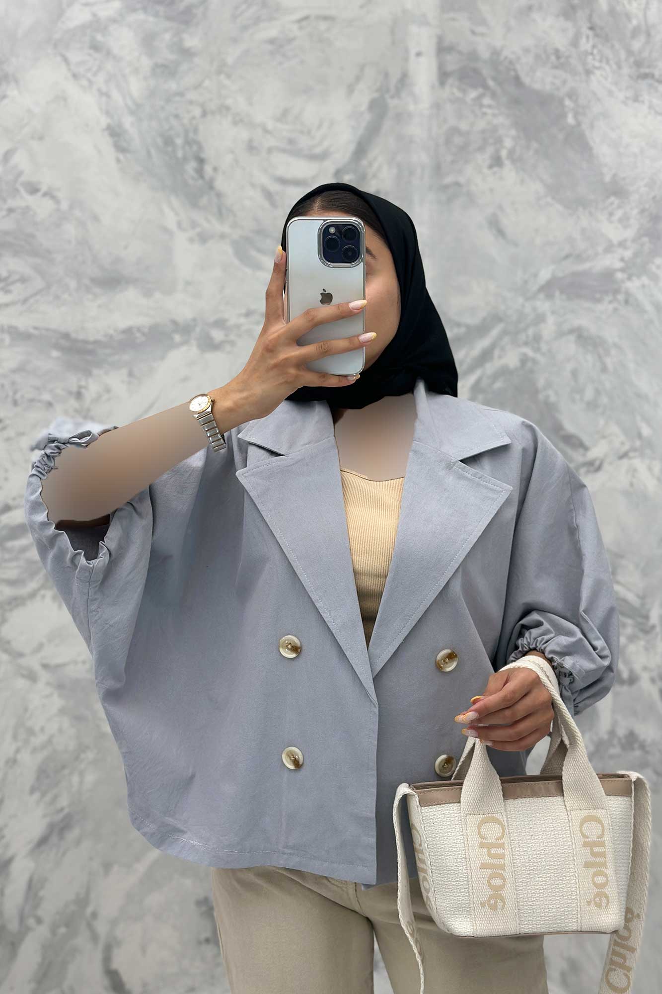 مانتو خفاشی لینن مچ گت دار گلشید