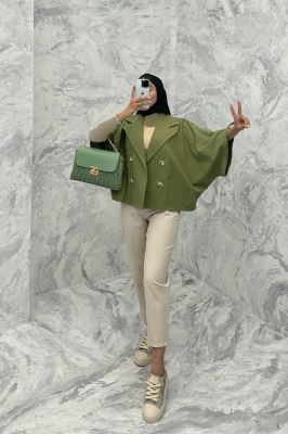 مانتو خفاشی لینن مچ گت دار گلشید