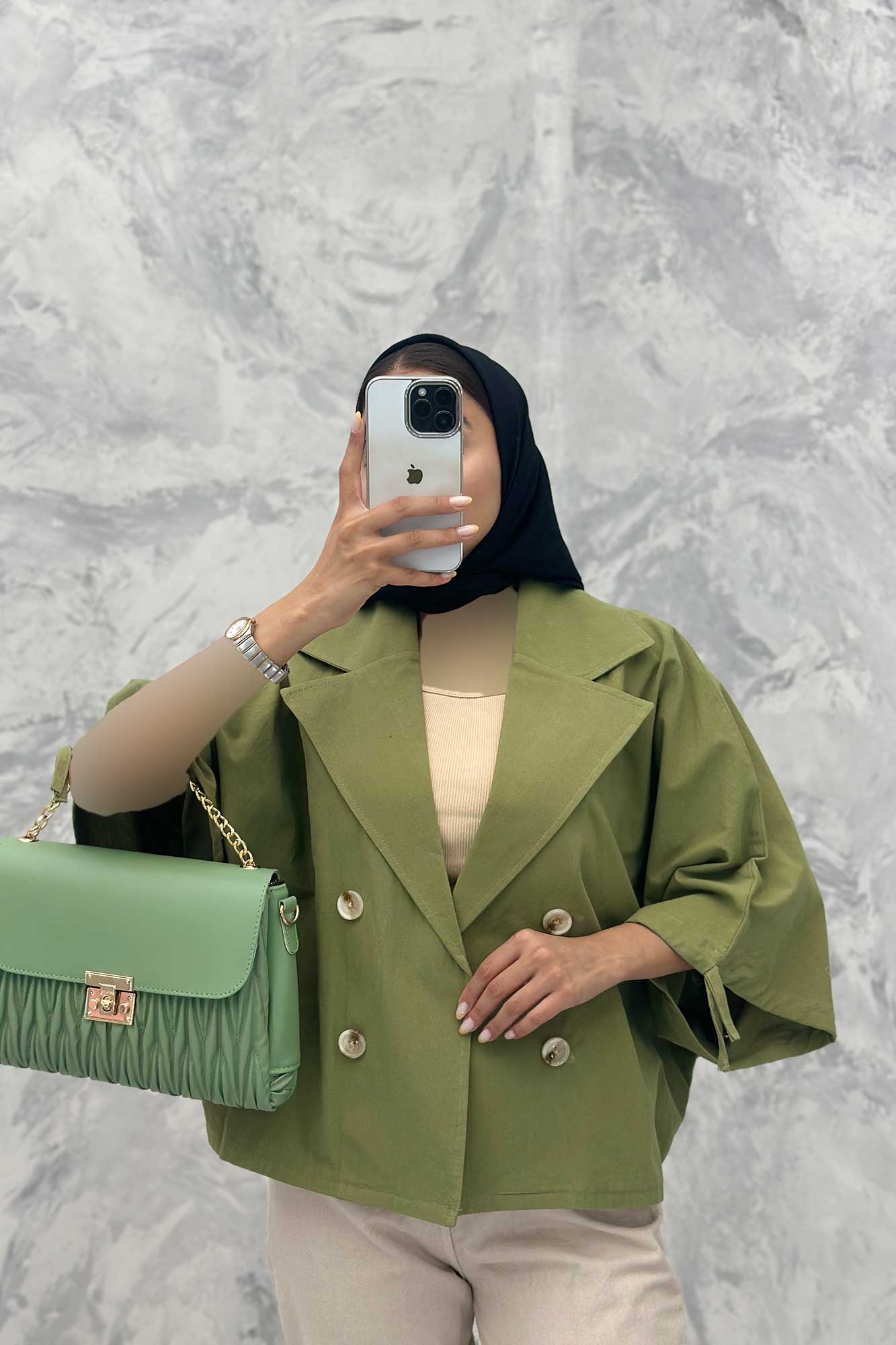 مانتو خفاشی لینن مچ گت دار گلشید