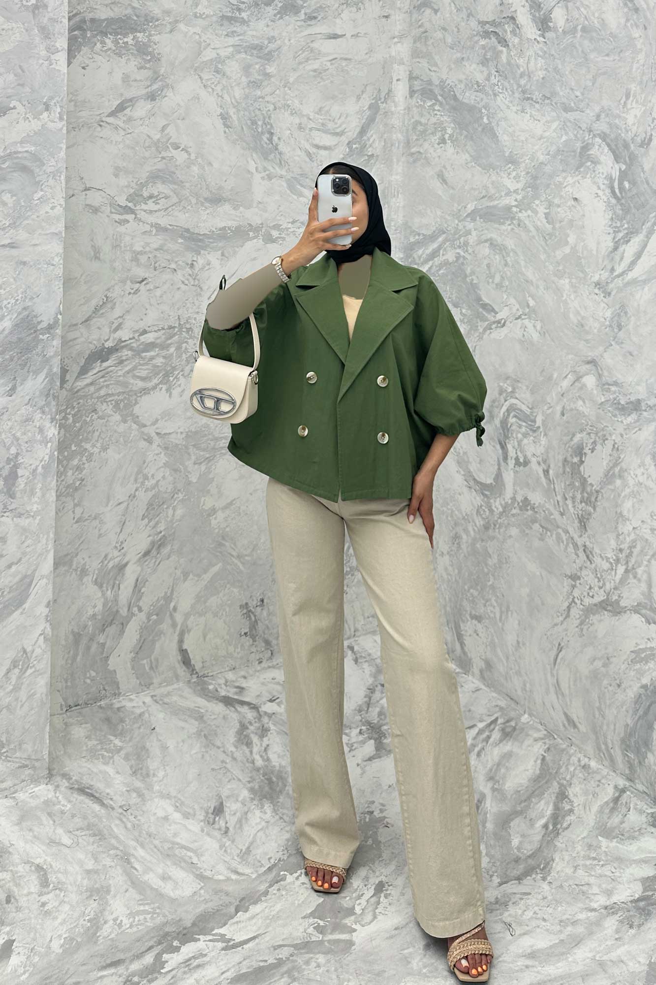 مانتو خفاشی لینن مچ گت دار گلشید