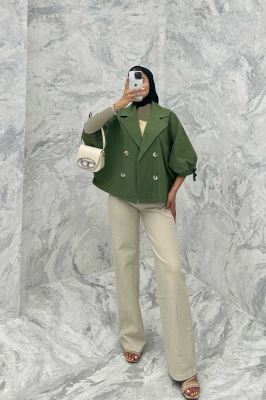 مانتو خفاشی لینن مچ گت دار گلشید