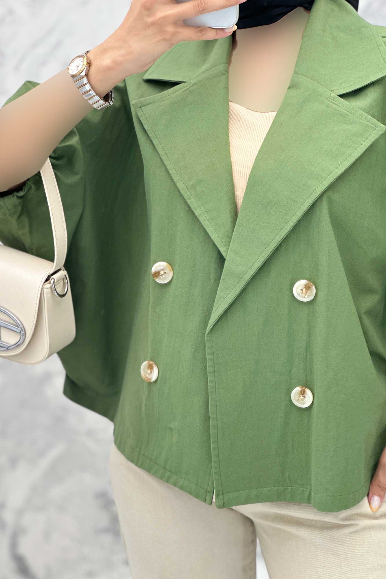 مانتو خفاشی لینن مچ گت دار گلشید