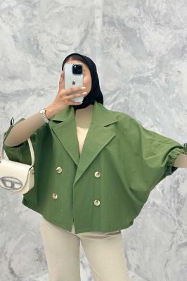 مانتو خفاشی لینن مچ گت دار گلشید