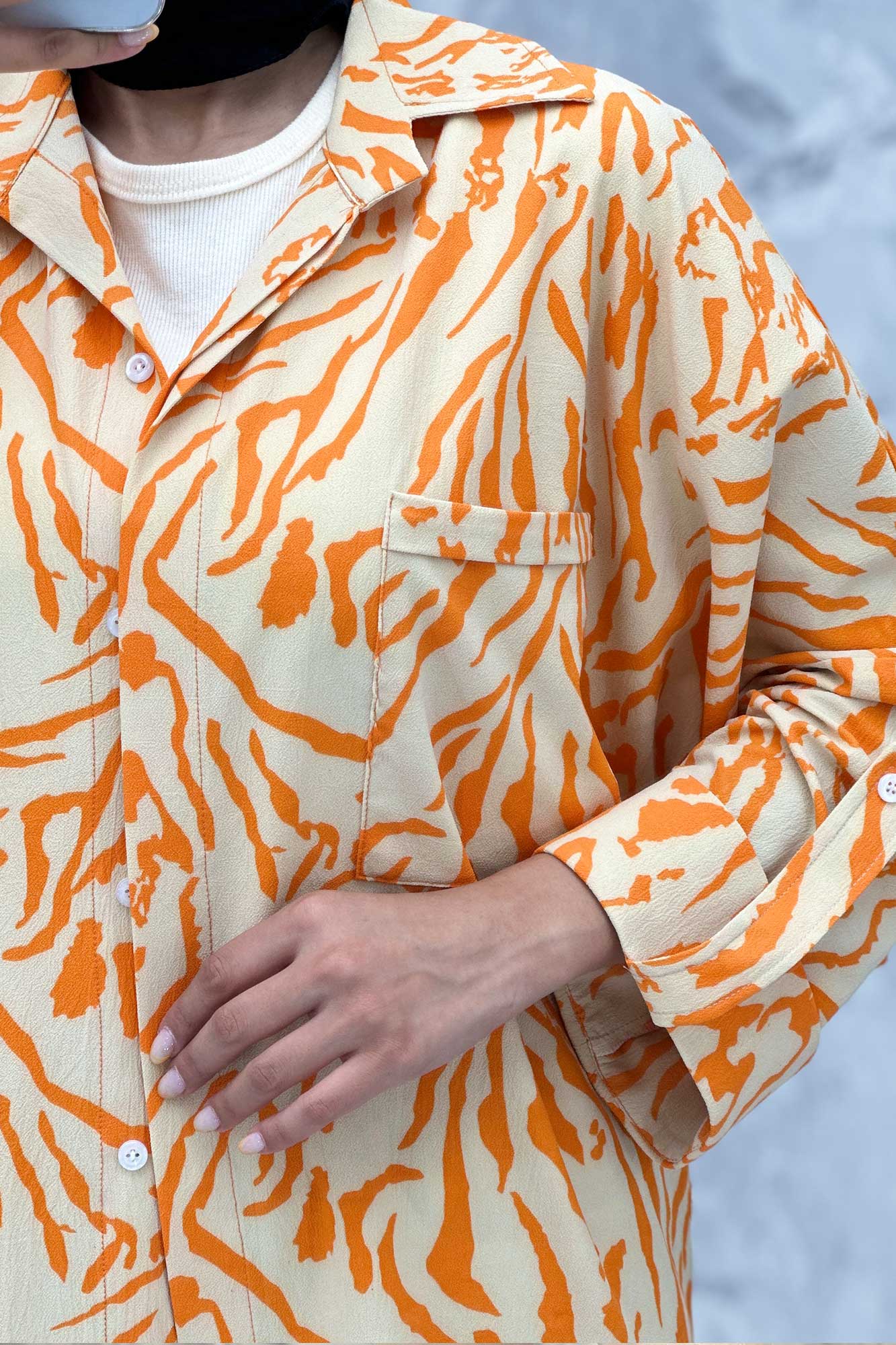 مانتو پشت دکمه آستین پاگن ریفا